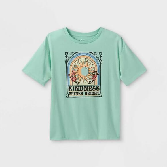 Kindness Sunshine Oversized Short Sleeve Graphic TShirt Art Class Mint Green M - Picture 3 of 7